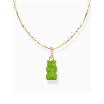 Thomas Sabo KE2209-414-6-L45V Chaîne dorée avec pendentif Ours d'Or vert Femme