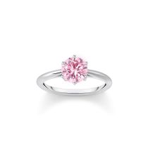 Thomas Sabo TR2474-051-9-56 Bague argentée avec pierre rose taille brillant pour femme