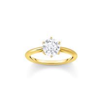 Thomas Sabo TR2474-414-14-56 Bague plaquée or avec pierre blanche taille brillant pour femme